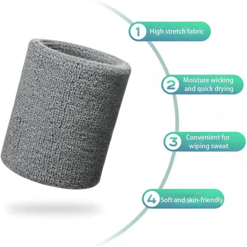 Wristbands Sweatbands for Men & Women, Breathable Tennis Wrist Bands Absorbent  Band Multiuse Wristband for Basketball, Running, Gym, Working Out