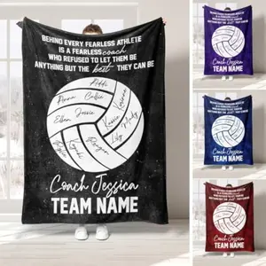 Eyesoul Personalized Volleyball  Blanket, Custom Name Soft Cozy Sherpa Fleece Throw Blankets,Birthday Gift for Son, Brother Boy Room Tapestry Patchwork