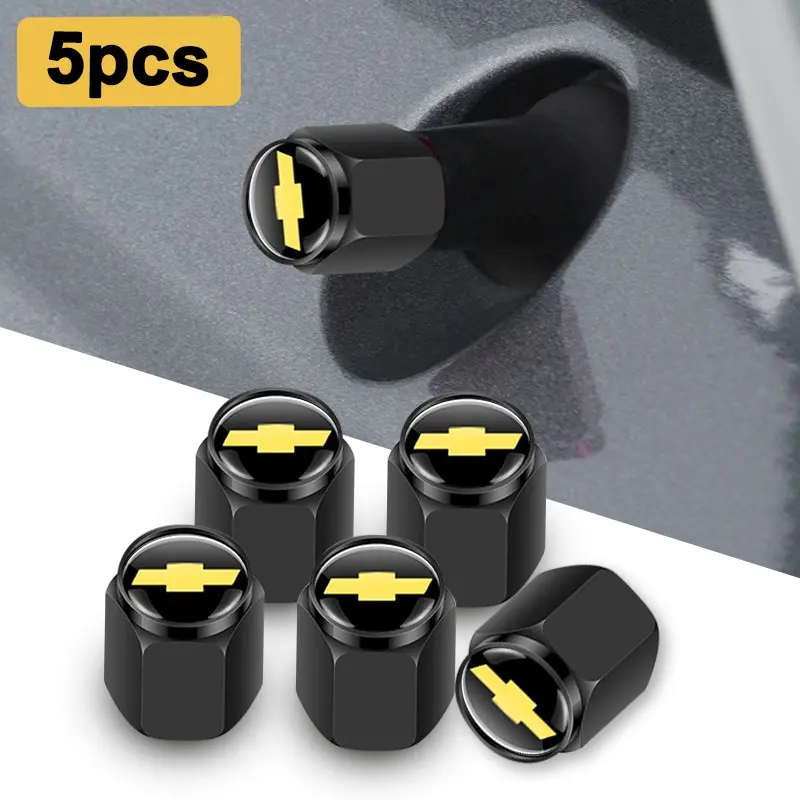 5pcs Chevrolet Silverado Impala Malibu Equinox Cruze Camaro Cavalier Blazer Spark Aveo Car Wheel Tire Valve Caps, Waterproof Tyre Stem Covers, Tire Pressure Caps, Car Accessories, Car Parts