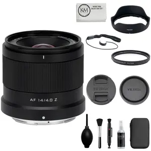 Viltrox AF 14mm f/4 Air Z Lens Compatible with Nikon Z Mount Bundle with UV Filter + Lens Cap Keeper + Cleaning Kit + Cleaning Cloth (5 Items)