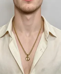 14K Gold Plated J Initial Necklace | 5mm Cuban Link Chain Hollow Monogram J Pendant Minimalist Letter Necklace Fashion Jewelry Gift for Men Women