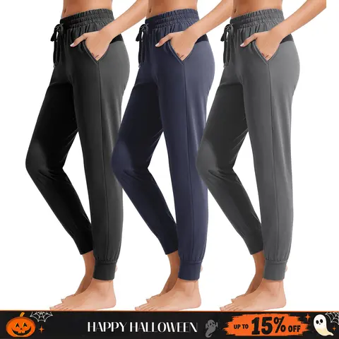 SHOWITTY Outlets Womens 3-Pack High Waisted Joggers – Comfy Lightweight Sweatpants with Pockets for Lounge & Workout