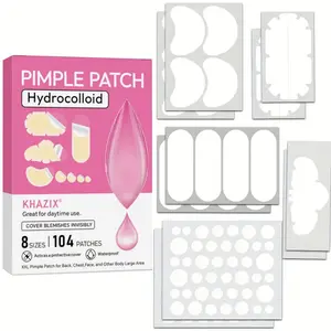 Xxl Hydrogel Pimple Patch Nose Sticker, 104 Pieces, 8 Sizes, Suitable for Back Chest Face, Acne Treatment, Large Area Coverage