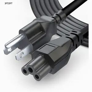 3 Prong AC Laptop Power Cord 5Ft Universal Power Cable |   125V |   for Dell HP LG Lenovo Asus Acer Toshiba Sony Laptops/Notebooks, Monitors, Printers, Scanners NEMA 5-15P to C5 Power Cable