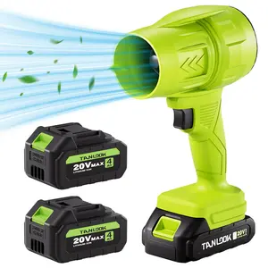 TANLOOK Electric Cordless Leaf Blower 130000RPM Handheld Turbo Jet Blower 2 X 4.0Ah Batteries and Charger Included, Lightweight Leaf Blowers for Patio Cleaning, Lawn Care, Blowing Leaves and Dust, Green and Blue