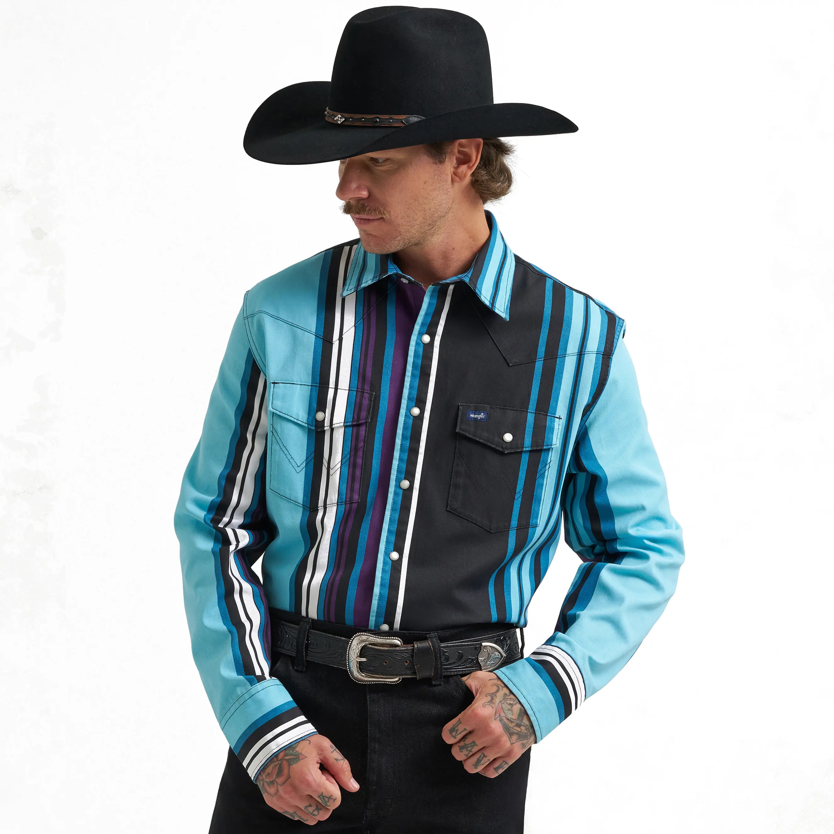 Vintage-Inspired Brushpopper Western Snap Workshirt- Night Sky