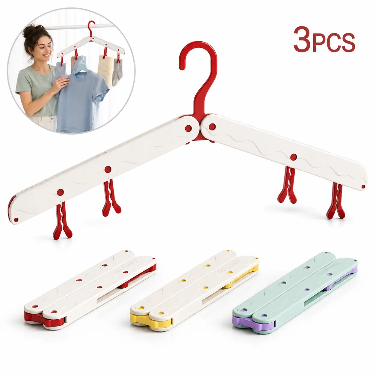 3PCS Foldable Travel Clothes Drying Rack - Portable Laundry Hanger for Yoga Starter Sets, Space-Saving for Camping, Home Use