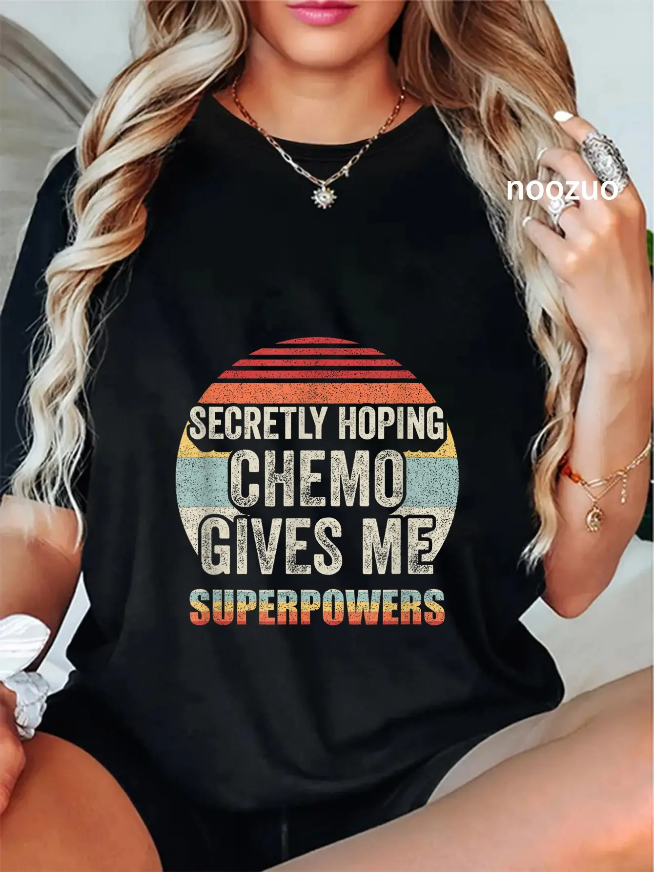 100% Cotton Unisex Retro Vintage Secretly Hoping Chemo Gives Me Superpowers T-Shirt