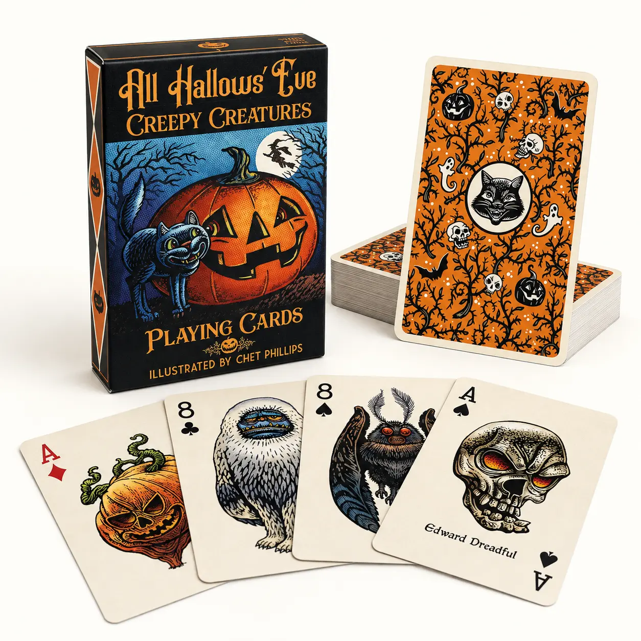 All Hallows' Eve Creepy Creatures Playing Cards | Spooky Poker 54 Card Deck | Collector Gift for Halloween Season