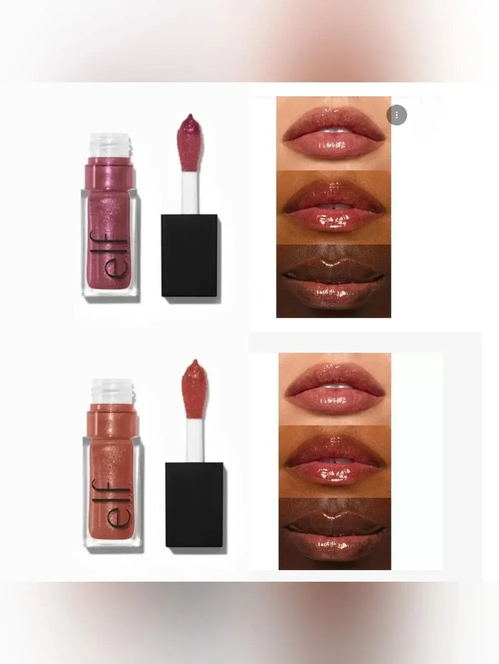 E.L.F. Glow Reviver Lip Oil Glimmer Bundle in Chocoluxe and Super-Neutral Gloss Lip Care