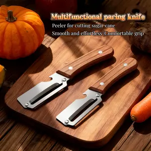 2PCS Kitchen Multi-Function Stainless Steel Thickened Fruit Peeler Knife for Sugar Cane and Pineapple Skin Removal Special Tool