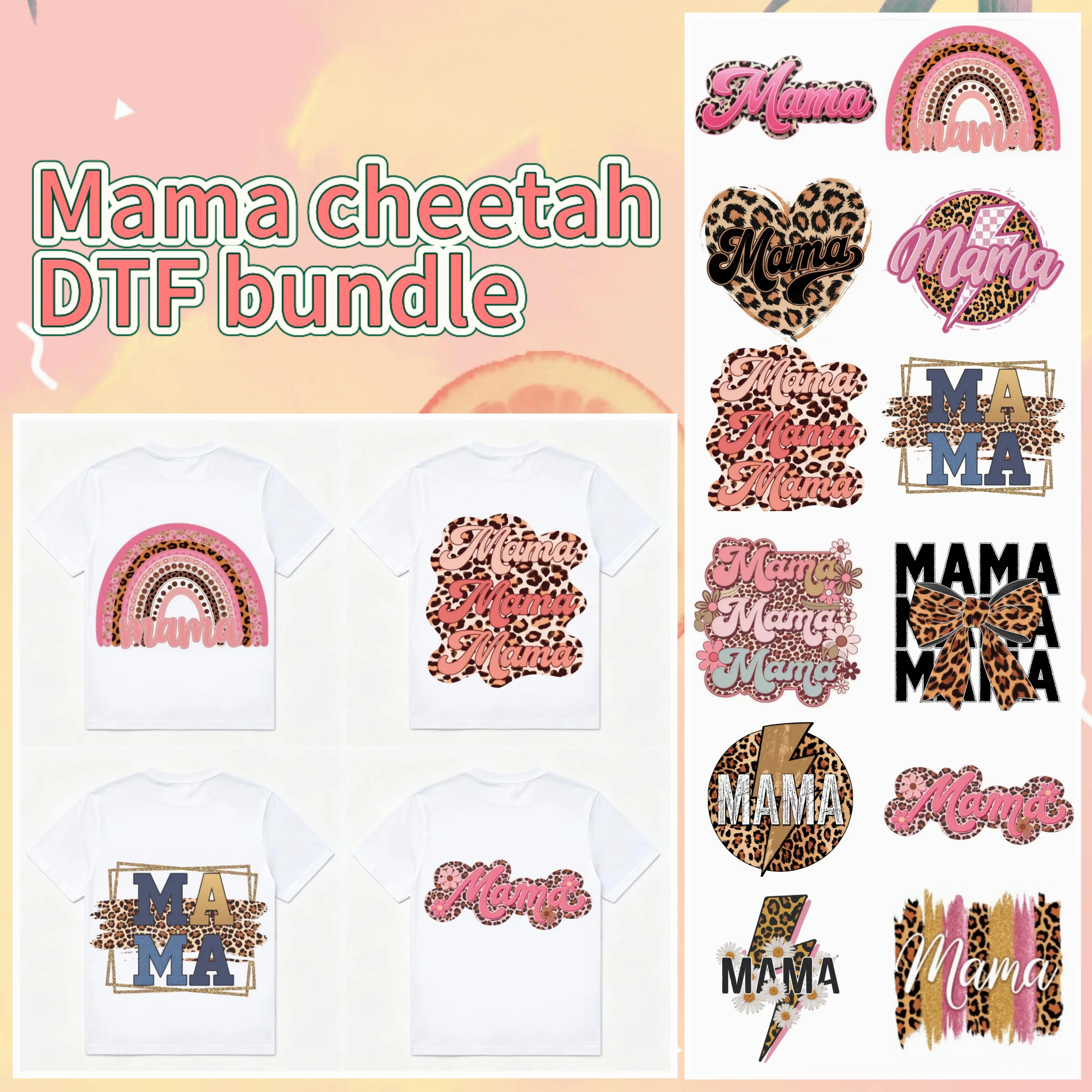 [youyou]DTF Heat transfer for shirt mama cheetah