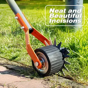 69.7 Inch Manual Lawn Edger Wheel Rotating Edge Trimmer with Adjustable Stainless Steel Handle