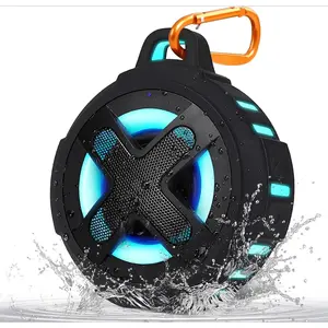F-ADE14  Upgraded, Portable Bluetooth Speaker, Certified IP67 Waterproof Shower Speaker, Silicone Case, 10W Powerful Bass, 24Hrs Playtime, Small, Floating, RGB Lights, Clip, for Pool Beach Kayak Travel Gifts