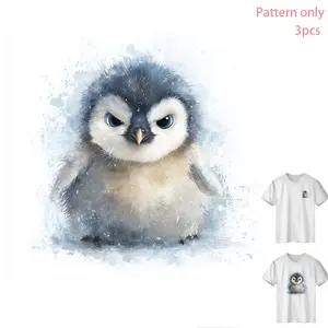 Cute Penguin Pattern Heat Transfer Vinyl, Creative Design for DIY Clothing, Fashionable Iron-On Decal, Apparel Accessory
