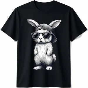 Bunny Face with Sunglasses Cap Easter Day for Woman Men T-Shirt