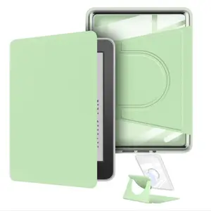 360° Rotating Protective Case for Kindle Colorsoft Signature Edition & Paperwhite 12th Gen, Magnetic Detachable Stand, Transparent Back, Auto Sleep/wake