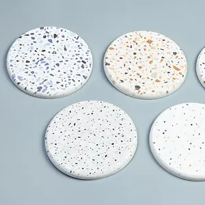 Korean Terrazzo Stone Coaster – Water Absorbent Drink Mat with Minimalist Design