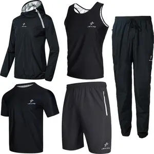 JEVPE Five-piece set - sauna series long-sleeved set, vest, shorts, short-sleeved shirt,Tummy Flattering Outfits, Compression Shirts, Fall Outfits, Fallfreshness,Fall Clothes