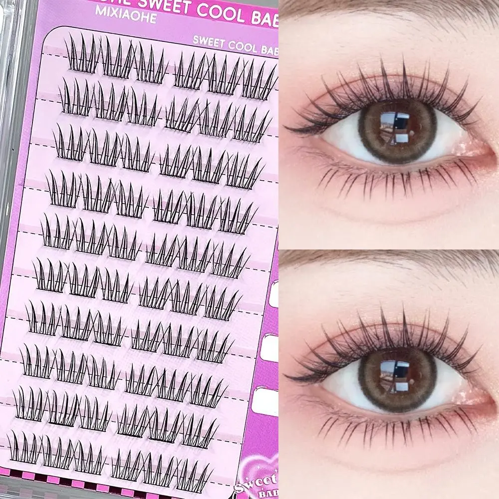 MIXIAOHE Korean Style No Glue Volume False Eyelashes Beauty Eyelash Clusters Eyelash Extensions 60 Clusters DIY, Natural Looking C Curl 10mm-13mm Length, Perfect for Beginners