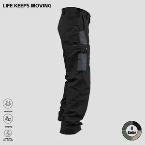 LIFE KEEPS MOVING Men’s solid-color tactical cargo pants, durable and wear-resistant, featuring multiple pockets and a zippered closure design. Suitable for outdoor training, fishing, hiking, camping, work, and more. Ideal for spring and autumn, available