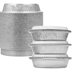 Heavy-Duty 50-Pack 7″ Round Aluminium Foil Pans with Clear Plastic Lids Disposable Baking Meal Prep & Takeout Containers Oven & Freezer Safe Food Pans