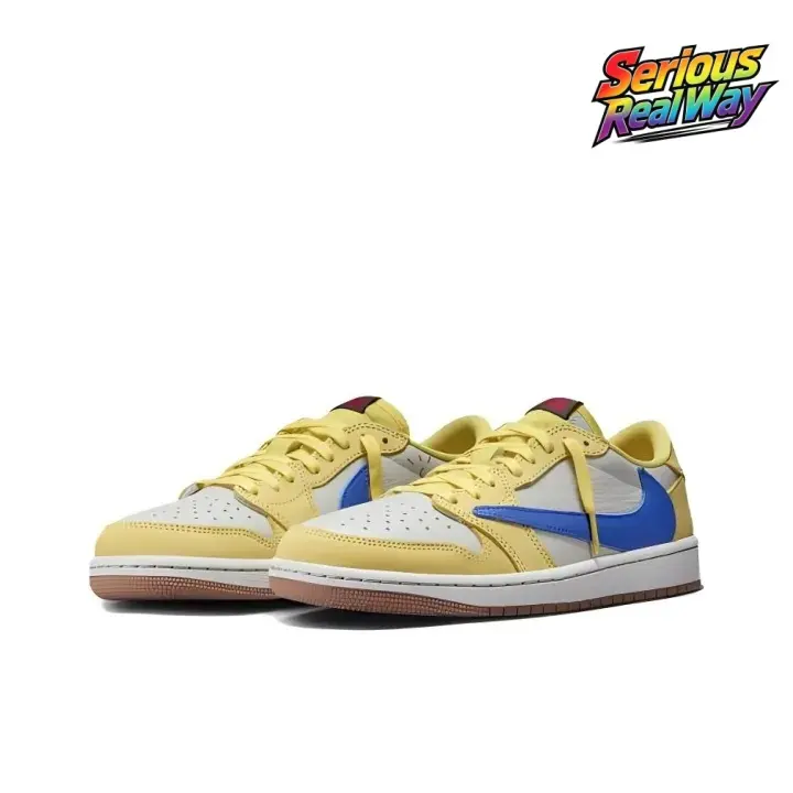 Low-Top Skate Sneakers Canary Yellow Sail Royal Blue Colorway Smooth Leather Upper Red Heel Accent Gum Rubber Outsole Unisex Bright Vibrant Tone Summer Streetwear Campus Daily Urban Casual Lifestyle Walking Shoes