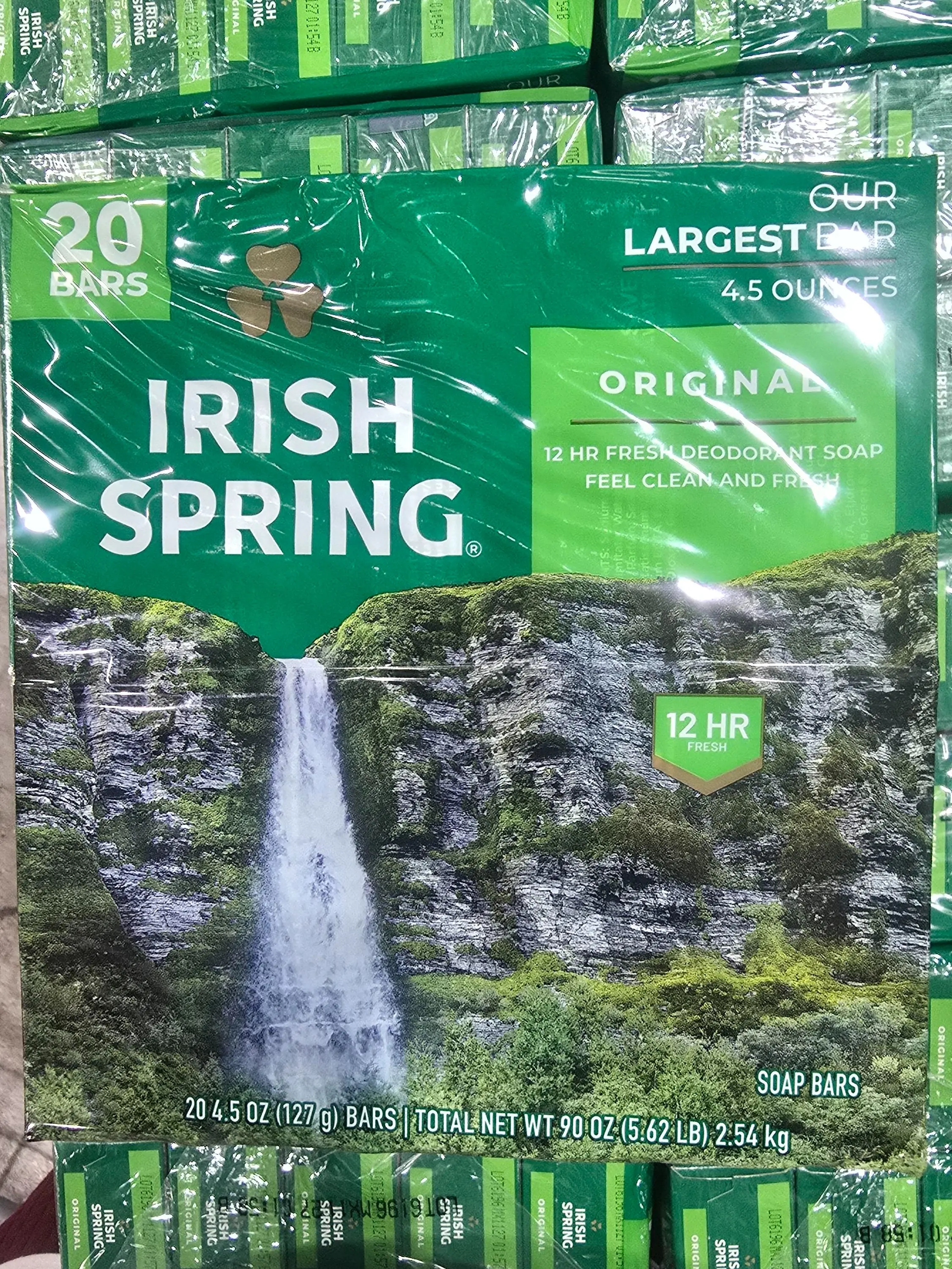 Irish Spring Deodorant Bar Soap - 4.5oz, 20 Count Daily Body Cleanser with 12HR Freshness, Fresh Scent for All Skin Types, Antiperspirant Body Care