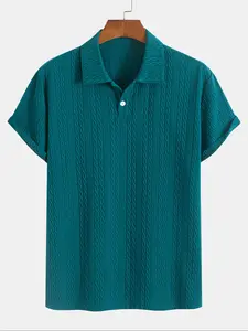 Men's Jacquard Polo Shirt, Regular Fit Casual Short Sleeve Top for Summer, Men's Clothes for Daily Wear, Menswear