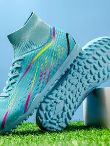 Breathable Soccer Shoes TF Studs, Outdoor Sports Cleats, Durable Anti-Slip, Superior Grip, Ankle Protection, Rubber Sole, All-Season Use