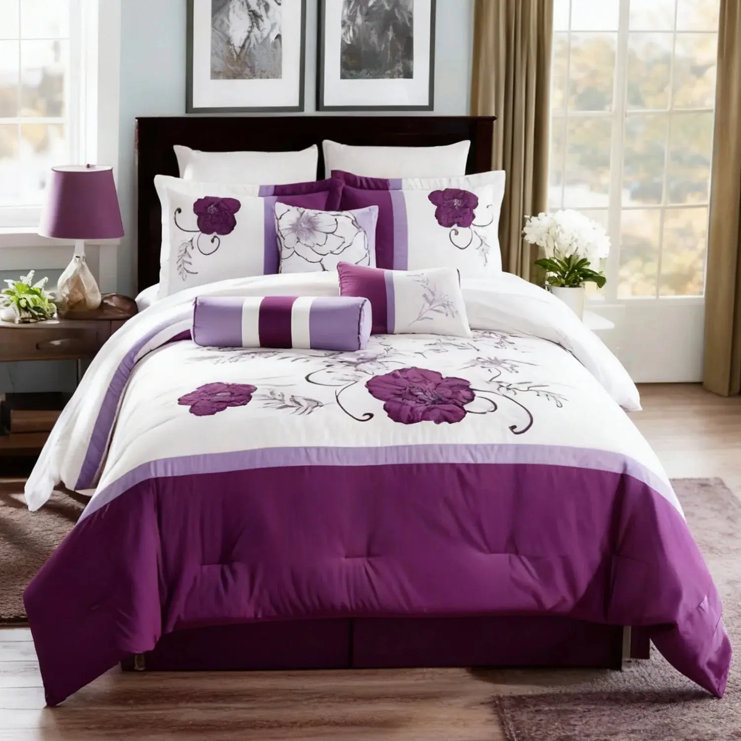6 Pcs Queen/ King Lavender Comforter Set