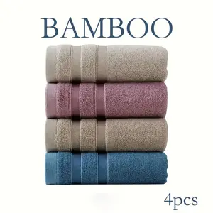 4pcs Soft And Absorbent Hand Towels Made From Bamboo, Soft Skin-friendly Household Face Towel Set, Perfect Towel Gift For Family, Bathroom Supplies, Home Supplies, 29x13in