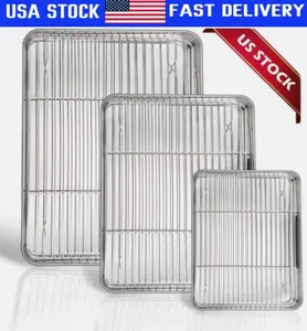 Baking Sheet with Rack Set Stainless Steel Cookie Sheet Baking Pans 6 Pieces