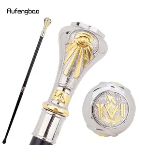 Golden White Freemasonry Freemasons VG Totem Walking Cane Fashion Walking Stick Gentleman Crosier Knob Walking Stick 93cm