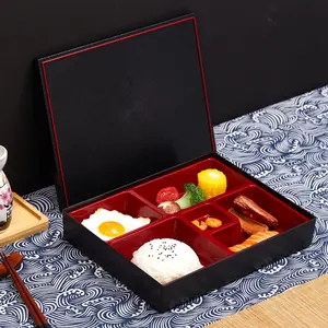 New medium room temperature Japanese five-box bento box black and red two-color sushi box lunch box restaurant business set lunch box fast