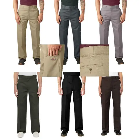 Dickies Men's 85283 Loose Fit Double Knee Cell Phone Pocket Cotton-Polyester Menswear Workwear Casual Pants