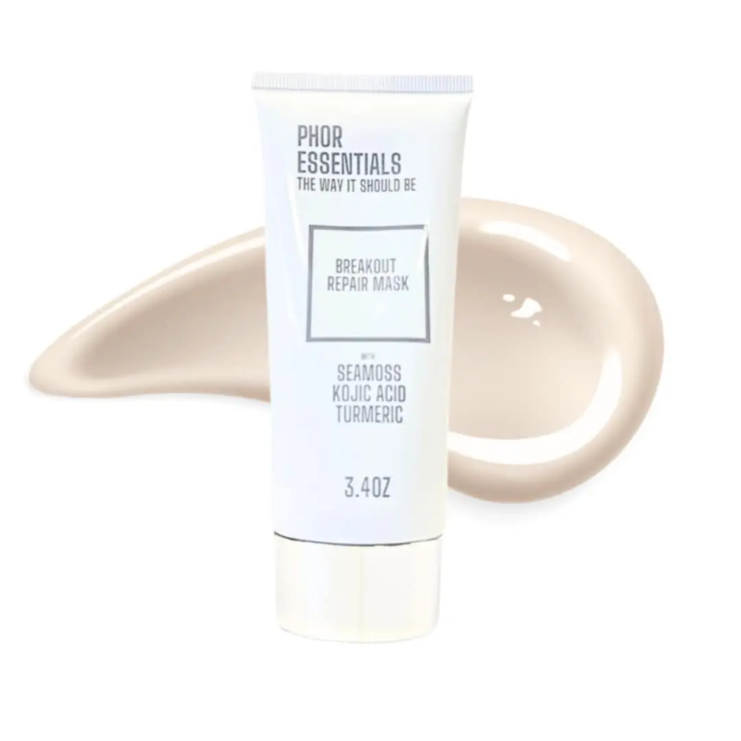 Phor Essentials Breakout Repair Mask Seamoss Kojic Acid Turmeric Acne Blemish Control - Skincare Treatment for Acne Control Hydrate Advanced Clay Mask