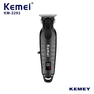 Kemei KM-2293 Men's Professional Hair Clipper with T-shaped Blade for Precise Cutting Cordless Rechargeable Beauty Kit in Bright Orange Black and Gold Colors for Families and Hairdressers