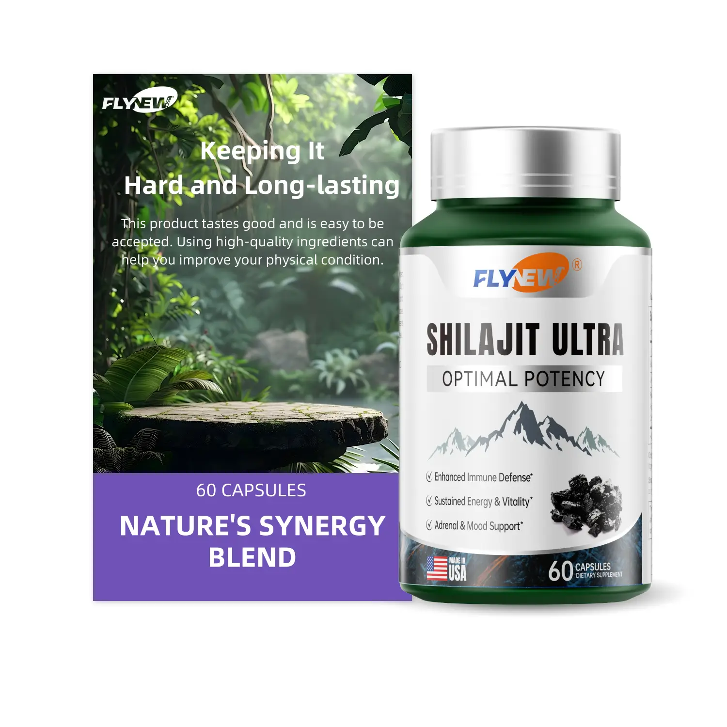 Flynew Optimal Potency Shilajit Ultra 60 Capsules Made in USA with Essential Minerals for Healthy Aging and Immune System Support - Healthcare