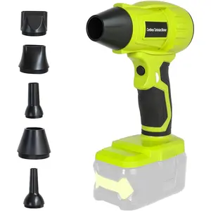 2025 Cordless Leaf Blower Brushless for Ryobi 18V Li- , Variable Speed Mini Leaf Blower Handheld Electric with 5 Attachments for Small Areas Precision Cleaning (No )