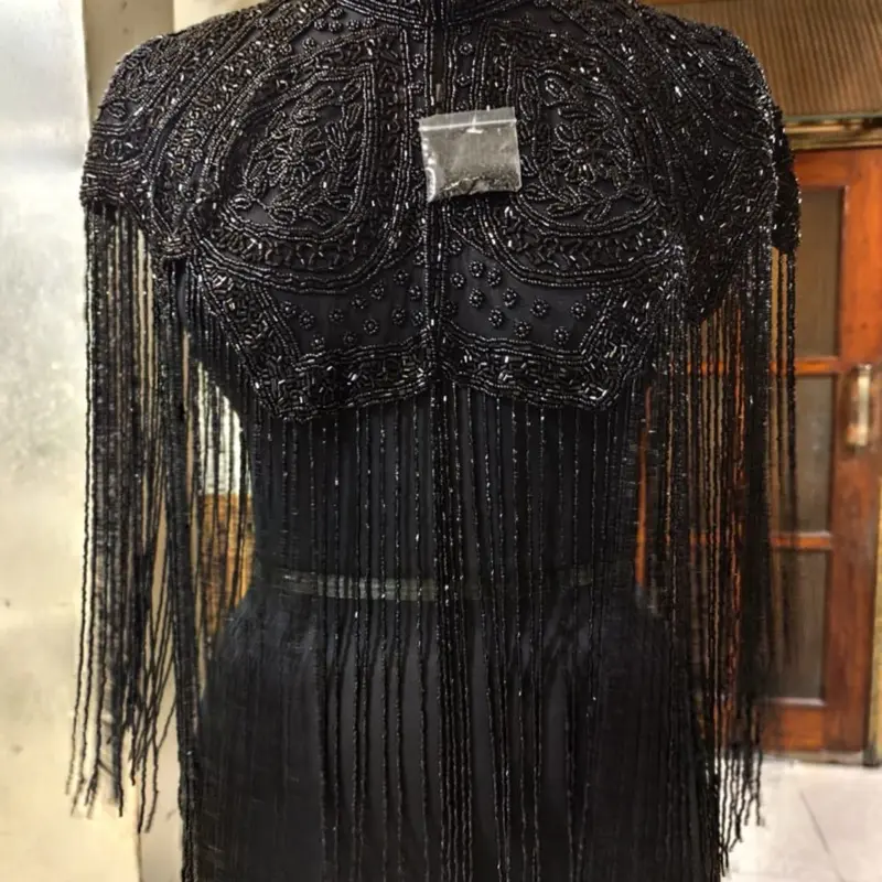 Handmade Black Crystal Fringe Cape Handmade Black Crystal Fringe Cape