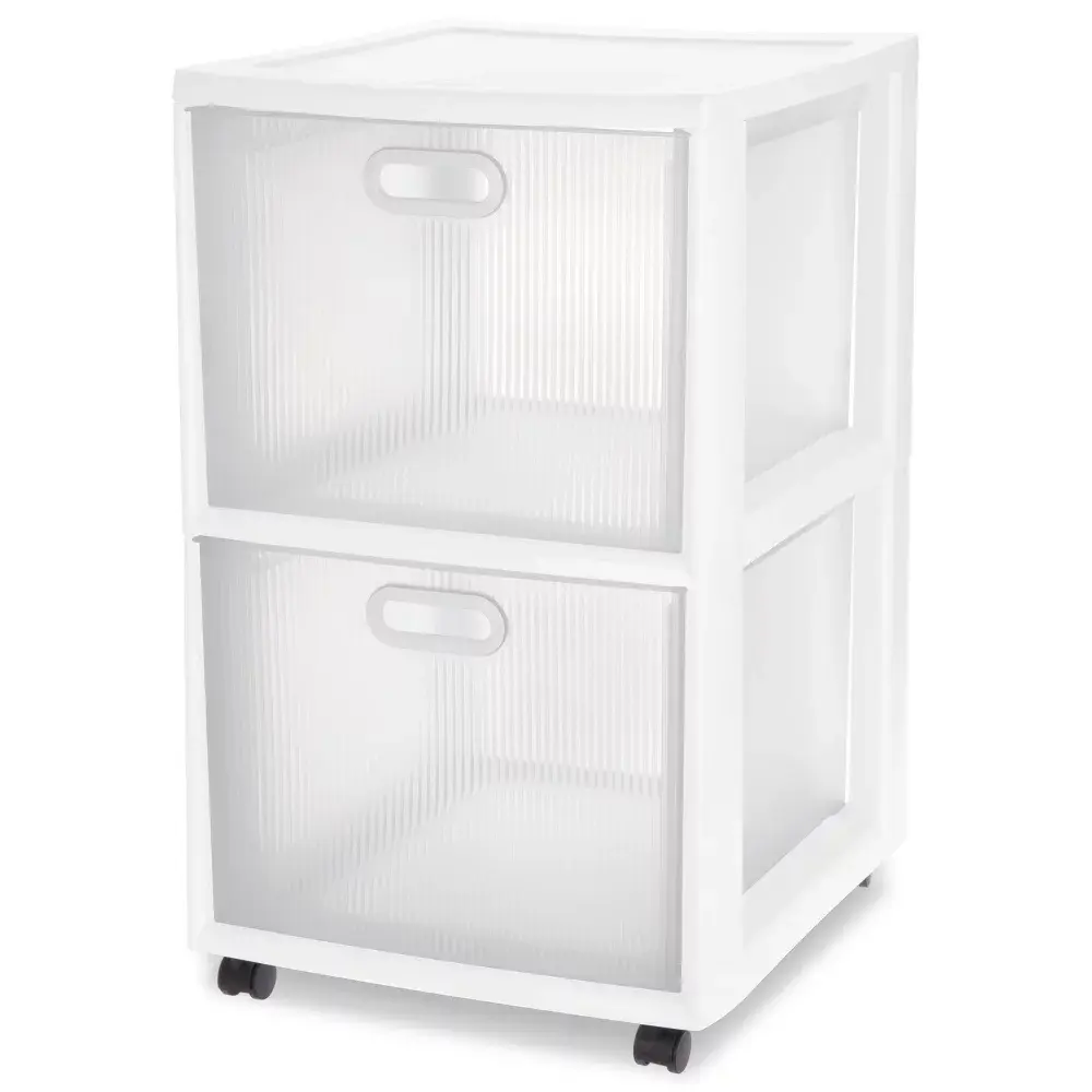 Sterilite Plastic 2 Drawers Modular Storage White 2-Drawer Cart White Sterilite Plastic 2 Drawers Modular Storage White 2-Drawer Cart White