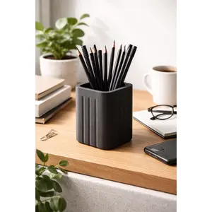3D Printed Square Pencil Holder – Modern Desk Organizer for Office or Home Use