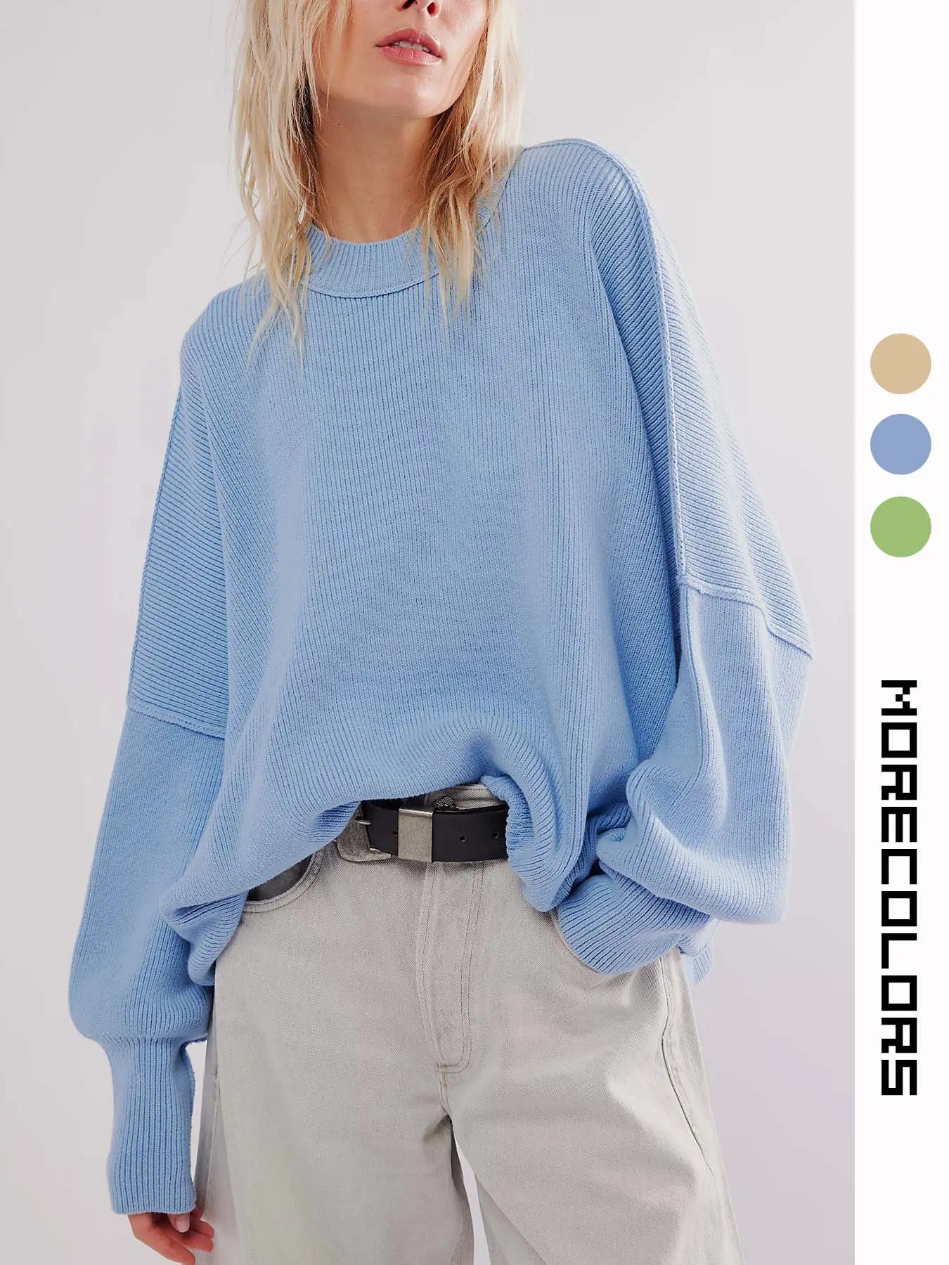 USBoutiqueCHIC Women's Oversized Fuzzy Knit Sweater - Long Sleeve Casual Crewneck Pullover for Fall - Cozy & Versatile Top