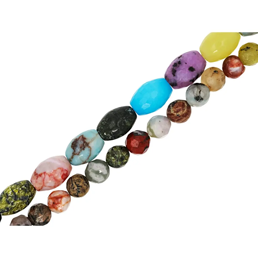 JTV Multi-Stone Faceted Barrel & Round Bead Strand Approximately 15-16" in Length