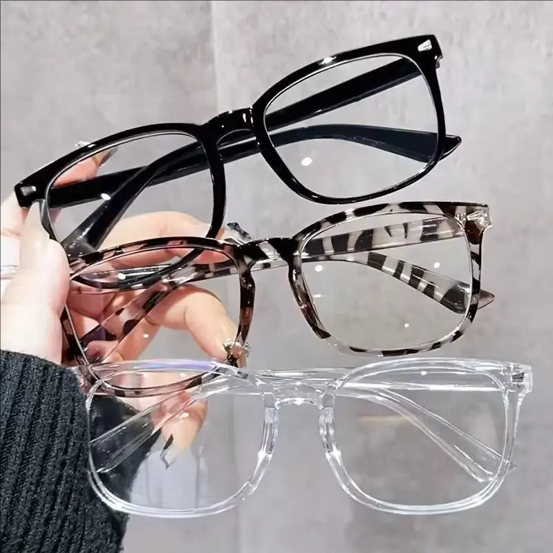 1/3PCS Minimalist Square Transparent Lens Glasses - Blue Light Barrier