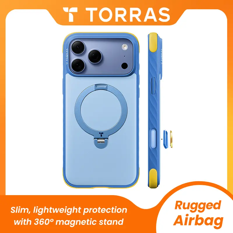 TORRAS Q3 Rugged for iPhone 18 Pro Max Case - 360° Magnetic Stand, Shockproof, Slim Protective Case, Shadow Black