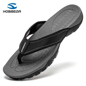 Hobibear Mens Casual Thong Sandals  Indoor and Outdoor Beach  Comfort Flip Flop Black Thick Bottom Slippers Walking Shoes Footwear Boy