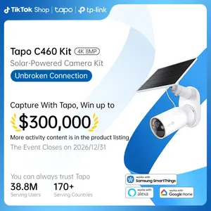 TP-Link & Tapo C460 Kit 4K 8MP Outdoor Solar-Powered  Security Camera Kit – 24/7 Capture, Free Person/Vehicle Detection, Starlight Color Night Vision, Alexa & Google Compatible