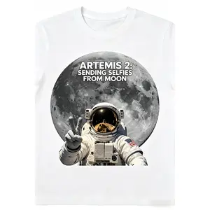 Artemis 2 Astronaut Moon Selfie White T-Shirt, Sending Selfies From Moon Graphic Tee, NASA Space Mission Shirt, Space Enthusiast Gift, Astronaut Tee